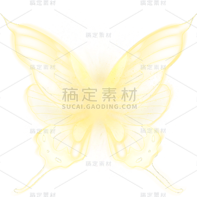 通用装饰系列简约风金色光效蝴蝶翅膀元素素材