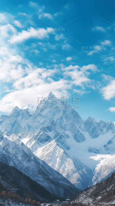 山峰雪山山脉自然风景