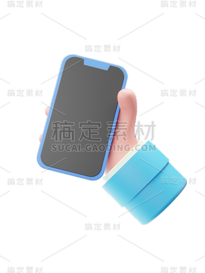 3D立体手拿手机元素