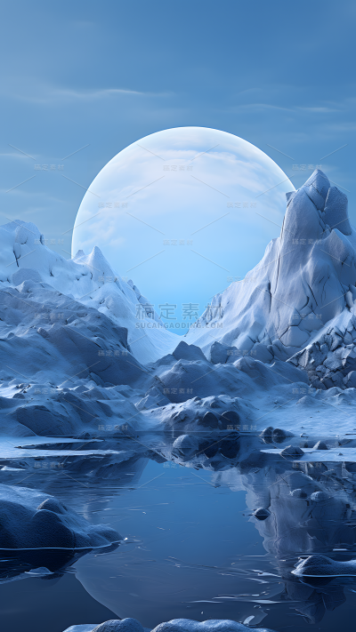 小雪节气冬季冬天通用冰山冰川雪山雪地虚拟场景背景
