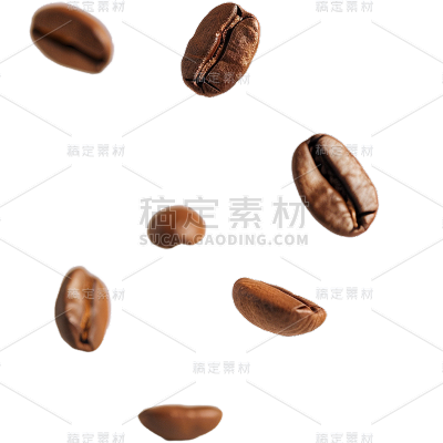 植物实景漂浮咖啡豆元素素材