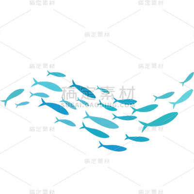 常规通用简约蓝色鱼群元素素材