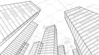常规单色线条感城市建筑场景贴纸元素素材