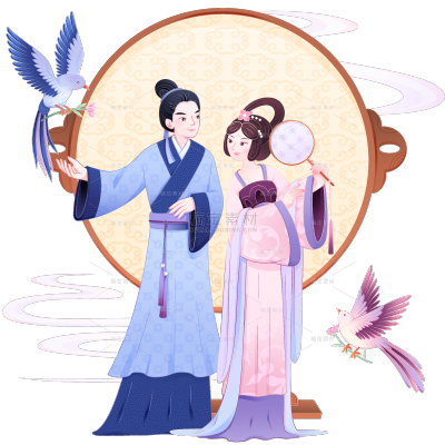 中国风浪漫七夕情人节牛郎织女人物