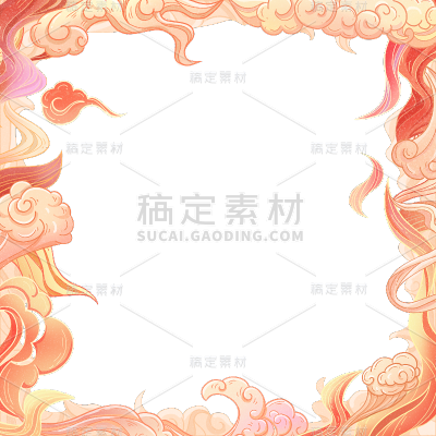 通用中国风国潮祥云边框元素素材