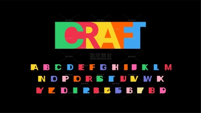 常规内容-艺术字系列扁平风撞色字母海报图片