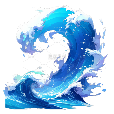风光系列手绘风卷起的海浪浪花元素