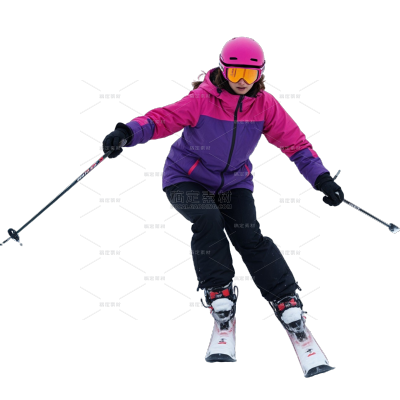 健身系列插画风户外滑雪单人