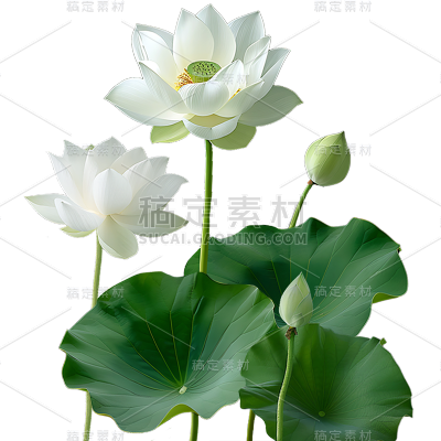 植物通用实景荷花荷叶元素素材