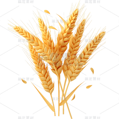 植物3D材质黄色麦穗元素素材