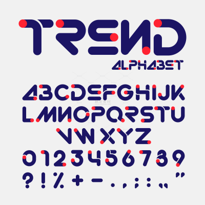 艺术字系列插画风英文字母组合（td）