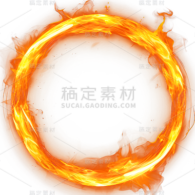 通用红色火圈燃烧的火焰圈元素贴纸