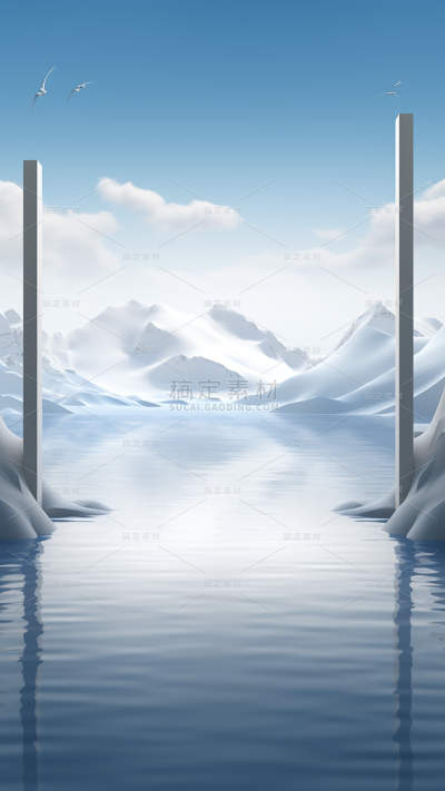 小雪节气冬季冬天通用实景雪山冰川雪地天空风景展台场景背景