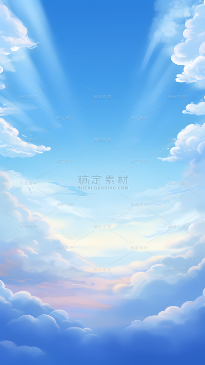 通用简约清新插画天空云朵云层风景背景