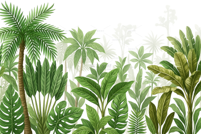 常规内容-植物系列卡通感椰树林插画