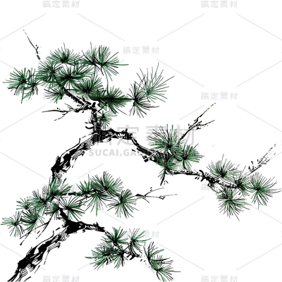 常规系列水墨松树通用元素素材